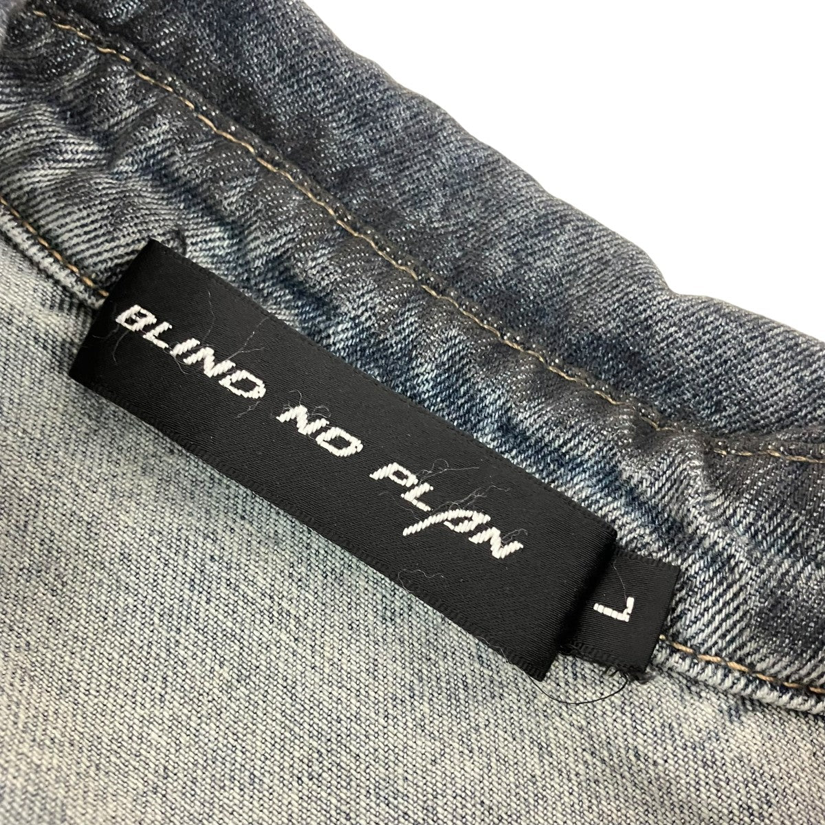 Blind／No Plan Distressed Denim Short Sleeve Shirtデニムシャツ 古着・中古-5枚目のアイテム画像