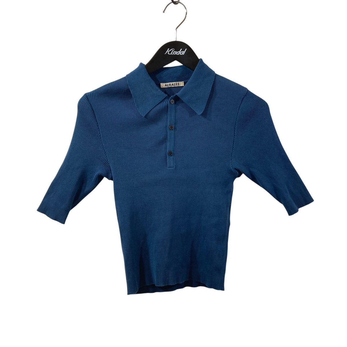 AURALEE COTTON HIGH GAUGE RIB KNIT POLOリブニットA00P01HR 古着・中古-1枚目のアイテム画像