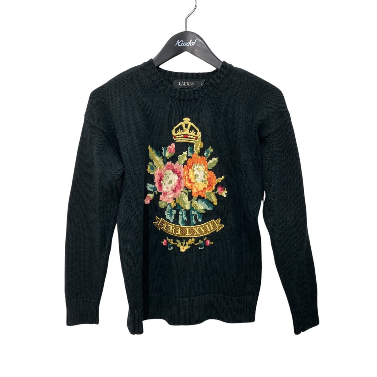 LAUREN RALPH LAUREN インターシャニット コットンブレンド セータークルーネックニット 古着・中古-1枚目のアイテム画像