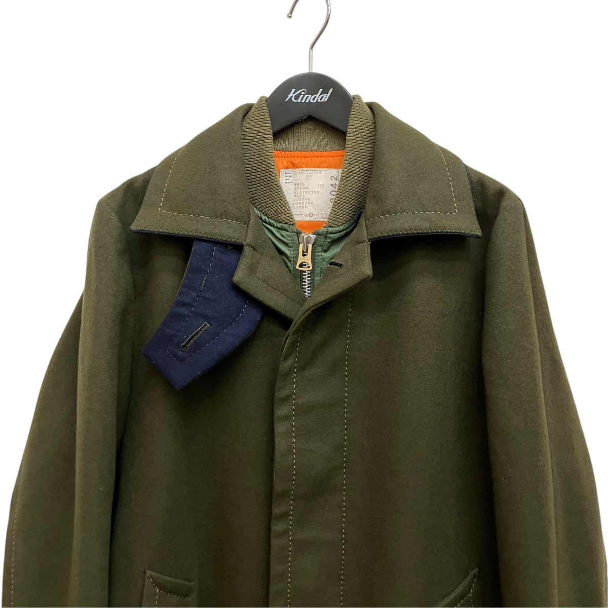 sacai 19AW MA-1 Docking Melton Stain Collar Coat 19-02042M 古着・中古-3枚目のアイテム画像