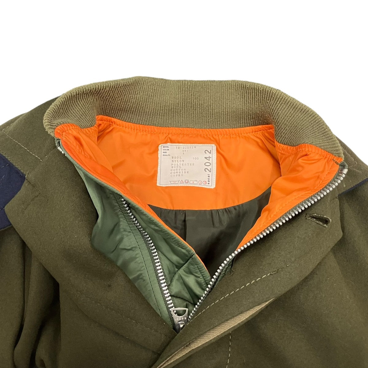 sacai 19AW MA-1 Docking Melton Stain Collar Coat 19-02042M 古着・中古-7枚目のアイテム画像