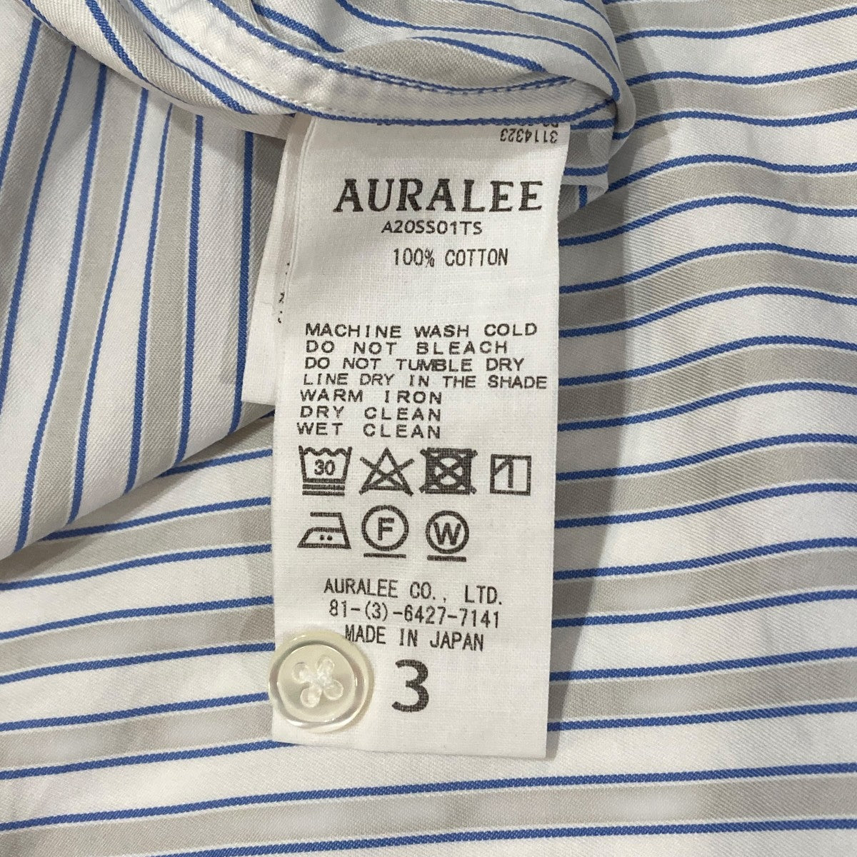 WASHED FINX TWILL STRIPE SHIRTSストライプ長袖シャツA20SS01TS