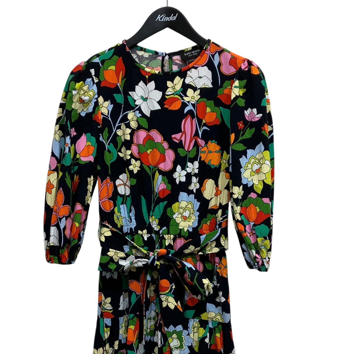 Floral Print Flared Dress長袖ワンピース