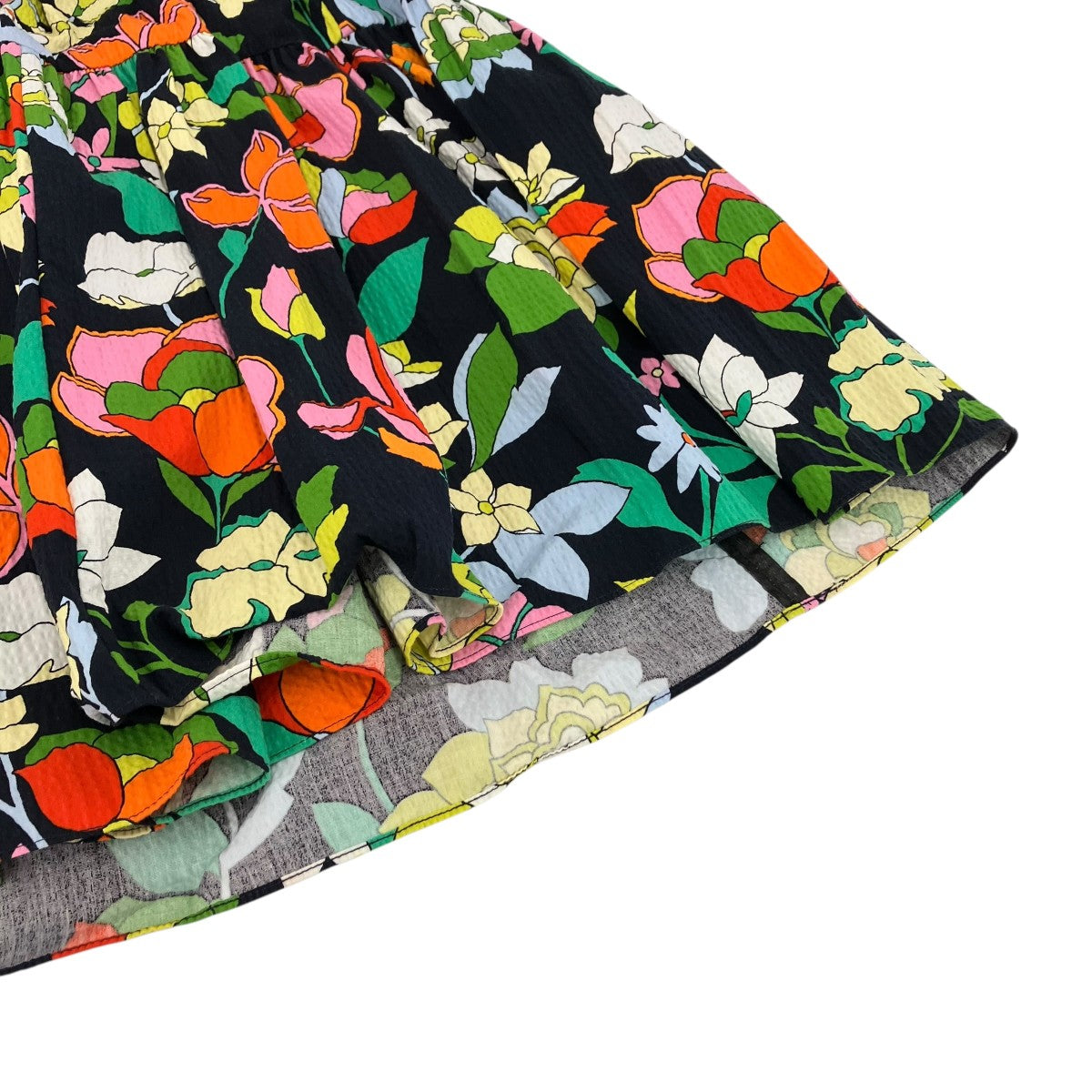Floral Print Flared Dress長袖ワンピース