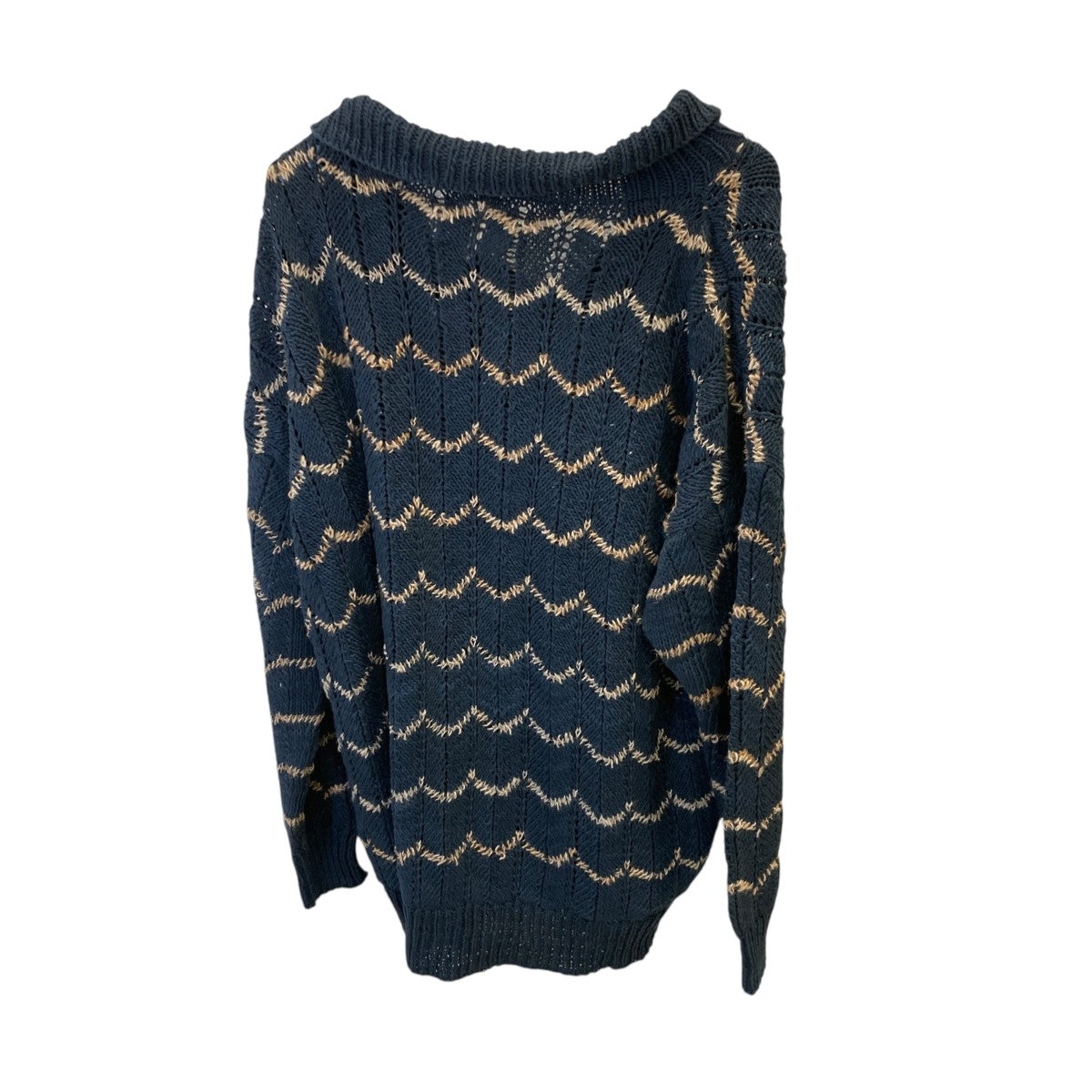 Striped Knitted Cotton Polo Sweater襟付ニット