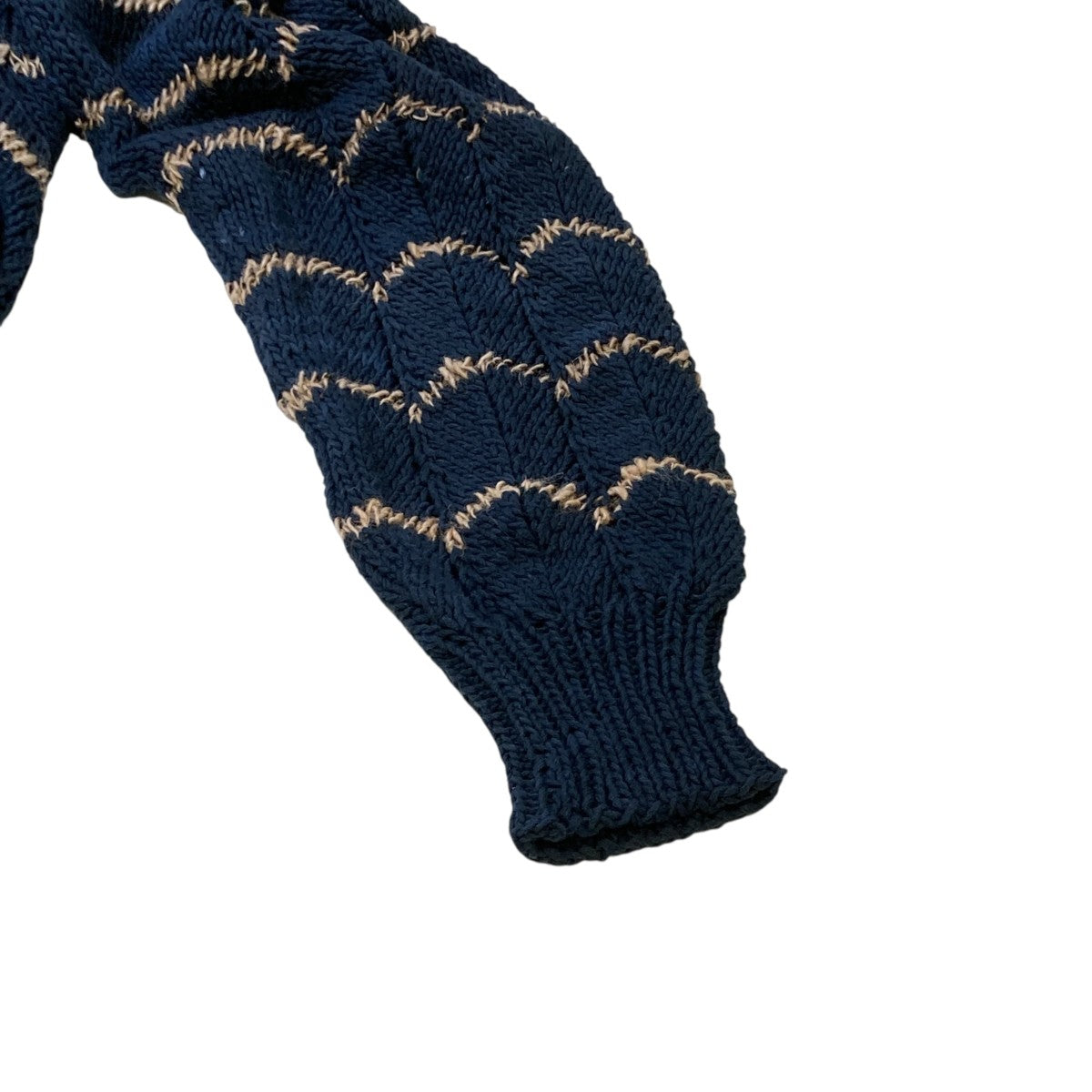 Striped Knitted Cotton Polo Sweater襟付ニット