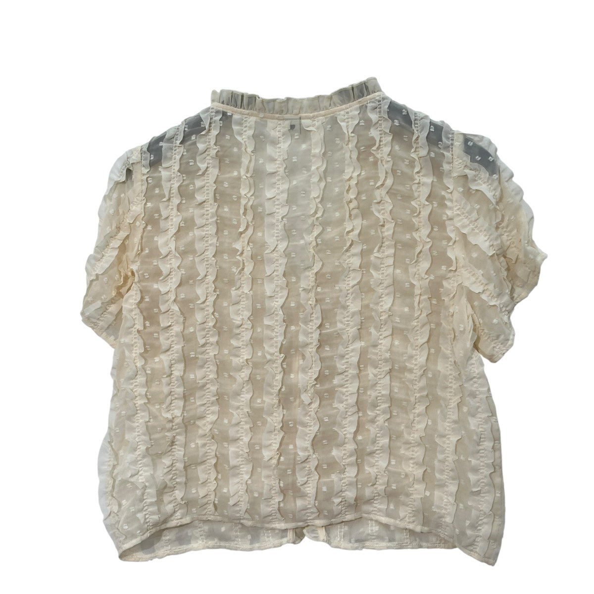 Chiffon Embroidery Frillショートカーデ半袖ブラウス121515447