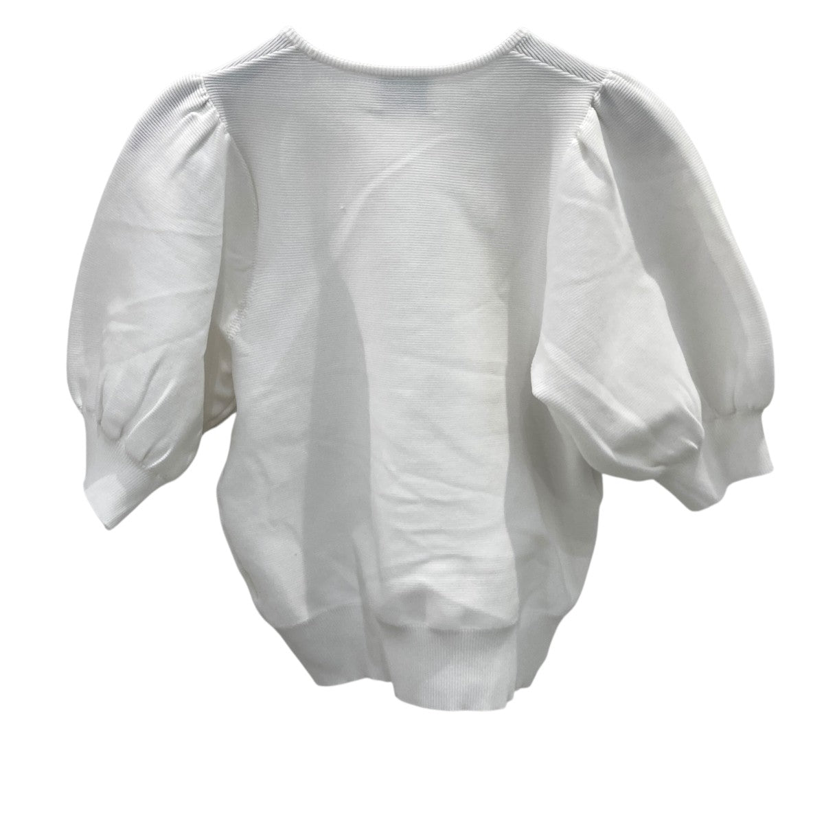 UNITED ARROWS TOKYO パフスリーブガーターニット無地半袖ブラウス1518-199-1701 古着・中古-3枚目のアイテム画像