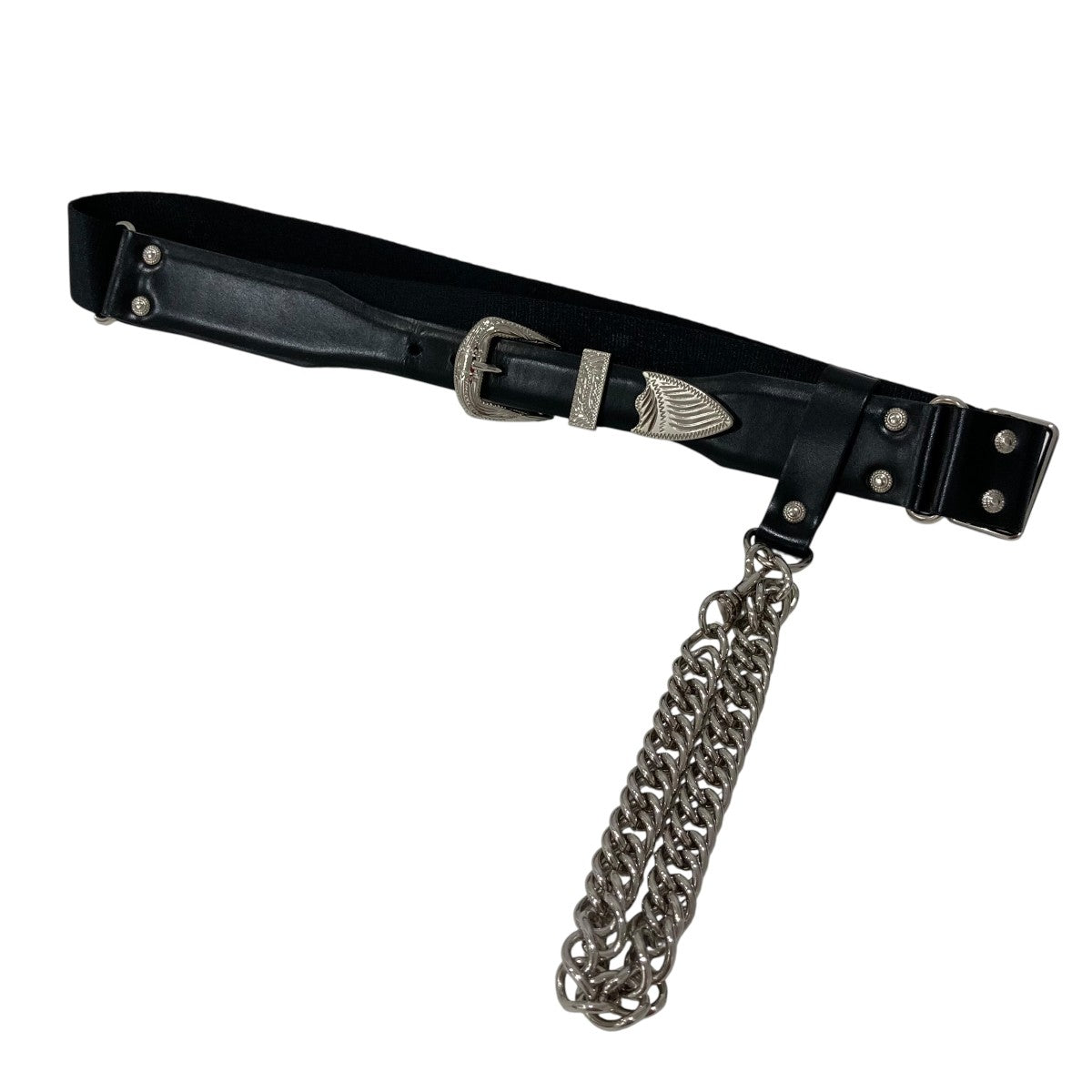 LEATHER NYLON BELT WITH CHAINベルトTZ251AH953