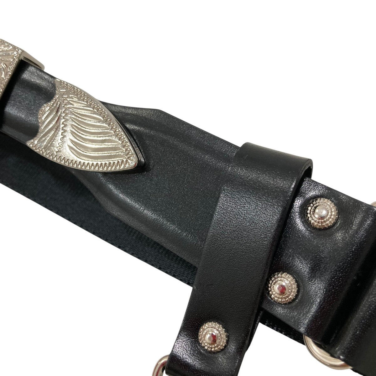 LEATHER NYLON BELT WITH CHAINベルトTZ251AH953