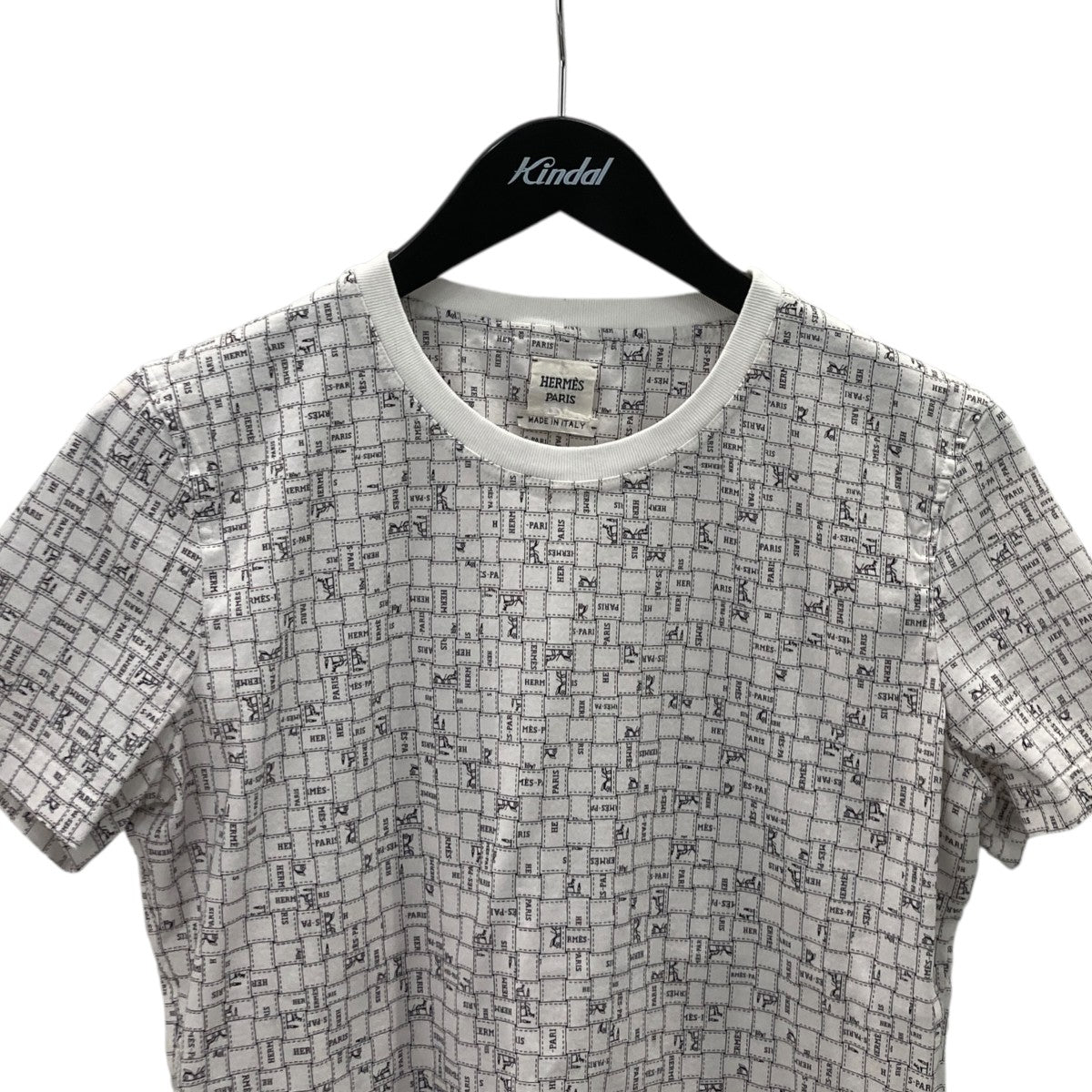 HERMES ボルデュックチェックTシャツ／半袖カットソー5E4645DK 古着・中古-2枚目のアイテム画像