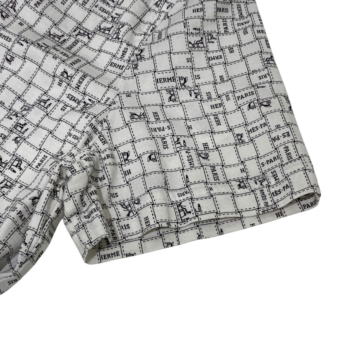 HERMES ボルデュックチェックTシャツ／半袖カットソー5E4645DK 古着・中古-5枚目のアイテム画像