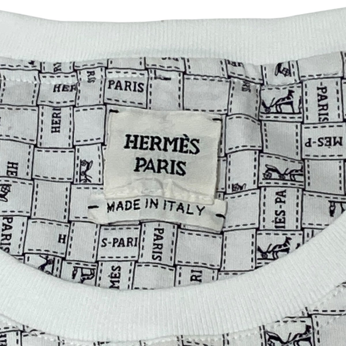 HERMES ボルデュックチェックTシャツ／半袖カットソー5E4645DK 古着・中古-6枚目のアイテム画像