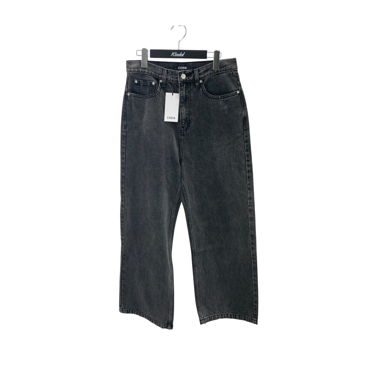 BLACK ACID WASH BREAK CUT STRAIGHT JEANSデニムパンツ