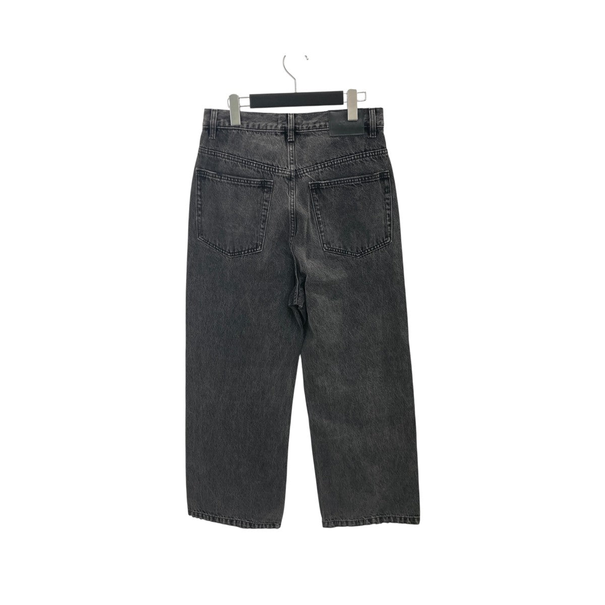 BLACK ACID WASH BREAK CUT STRAIGHT JEANSデニムパンツ