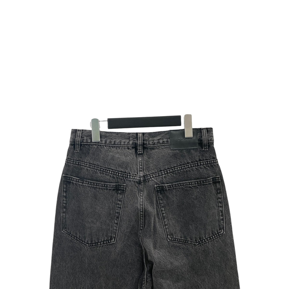 BLACK ACID WASH BREAK CUT STRAIGHT JEANSデニムパンツ