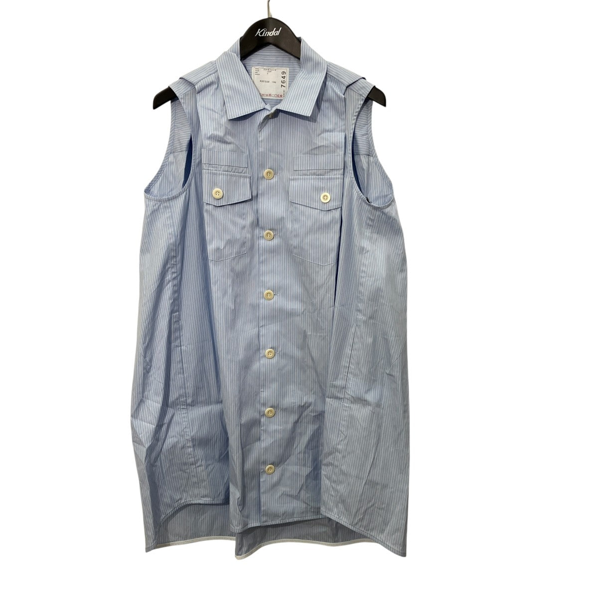 25SSShirt dressストライプノースリーブシャツワンピース2510207649 25-07649