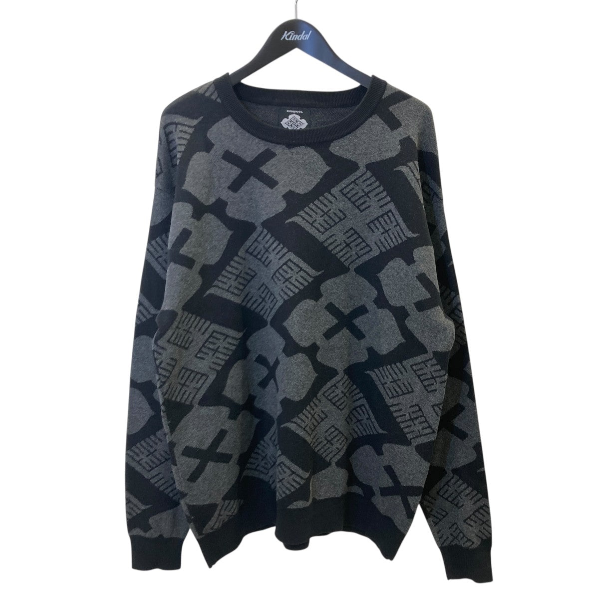 BUDSPOOL×GAKKIN 花罰家紋 COTTON KNIT JACQUARD SWEATER総柄ニット 古着・中古-1枚目のアイテム画像