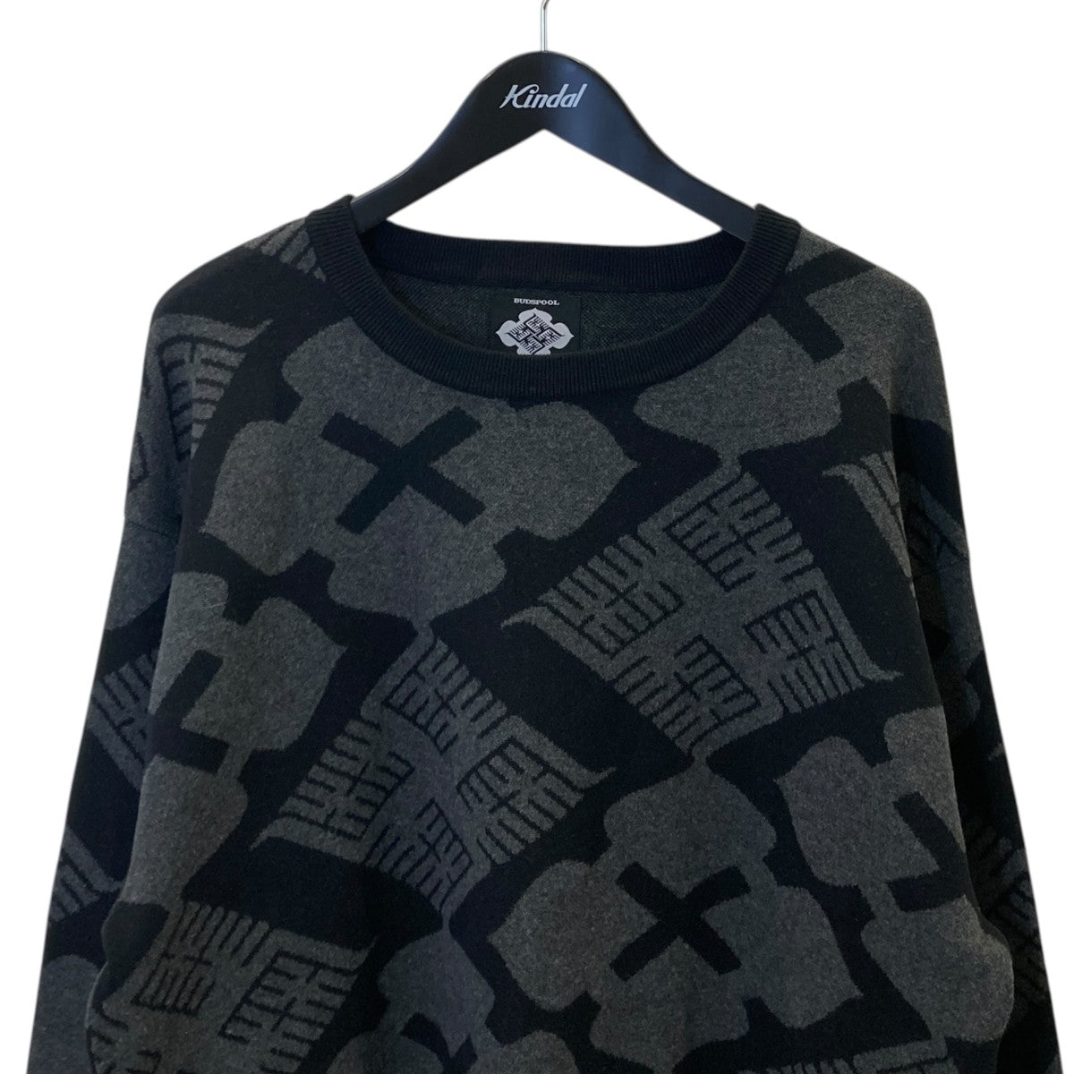 BUDSPOOL×GAKKIN 花罰家紋 COTTON KNIT JACQUARD SWEATER総柄ニット 古着・中古-3枚目のアイテム画像