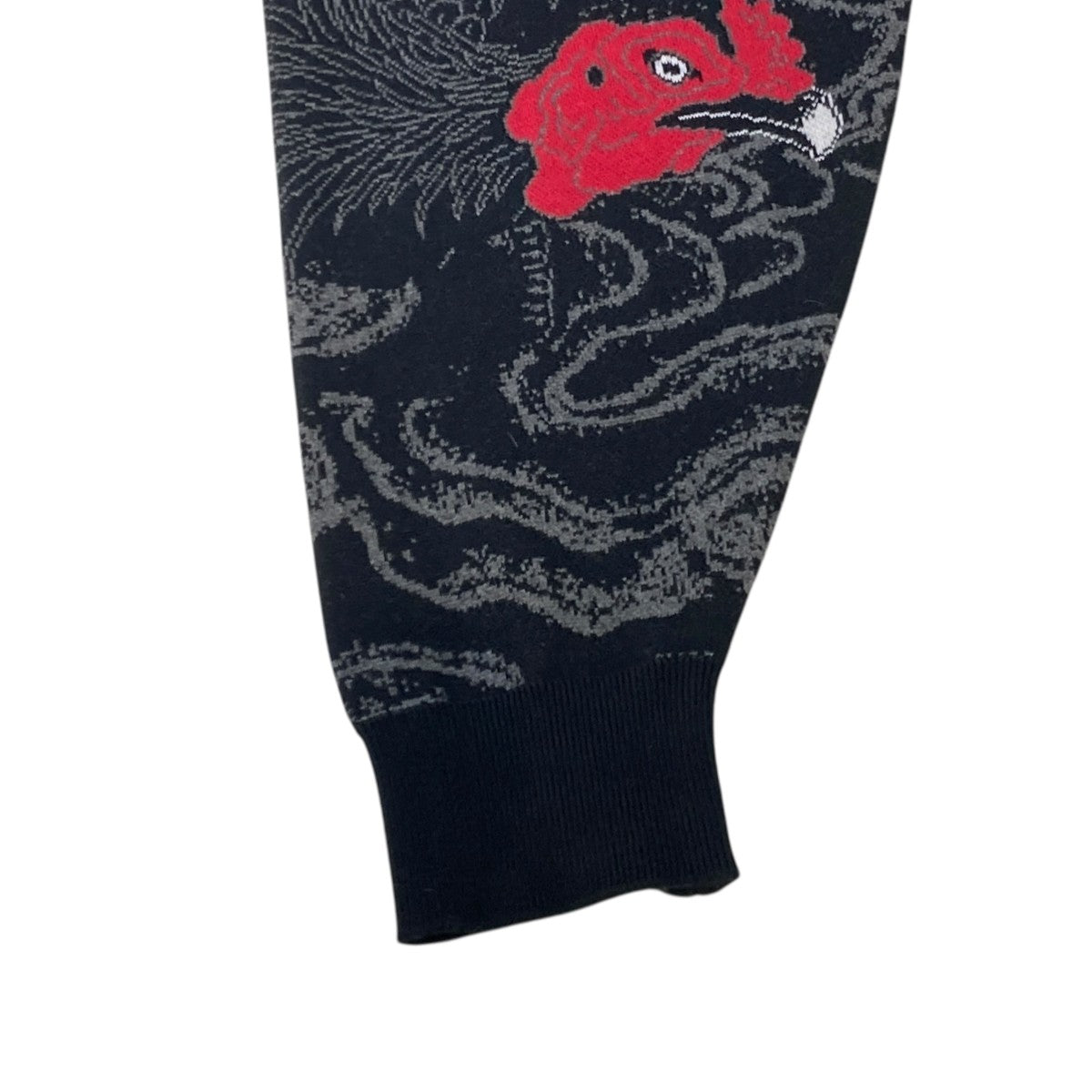 BUDSPOOL×GAKKIN 渦軍鶏 COTTON KNIT JACQUARD SWEATER BLACK総柄ニット 古着・中古-4枚目のアイテム画像