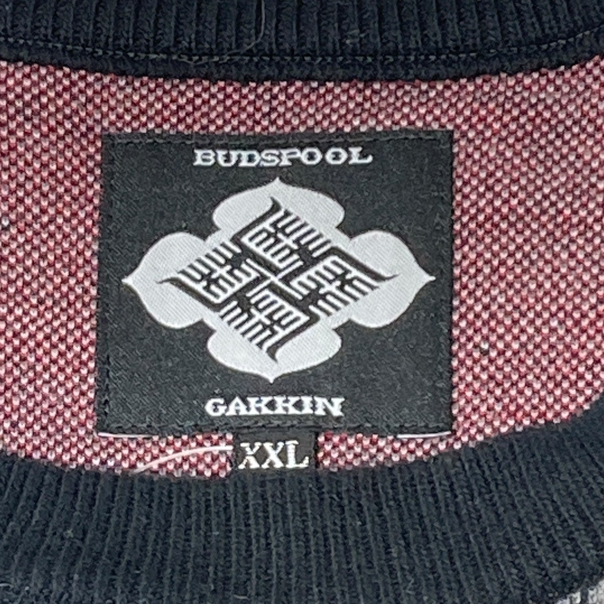 BUDSPOOL×GAKKIN 渦軍鶏 COTTON KNIT JACQUARD SWEATER BLACK総柄ニット 古着・中古-5枚目のアイテム画像