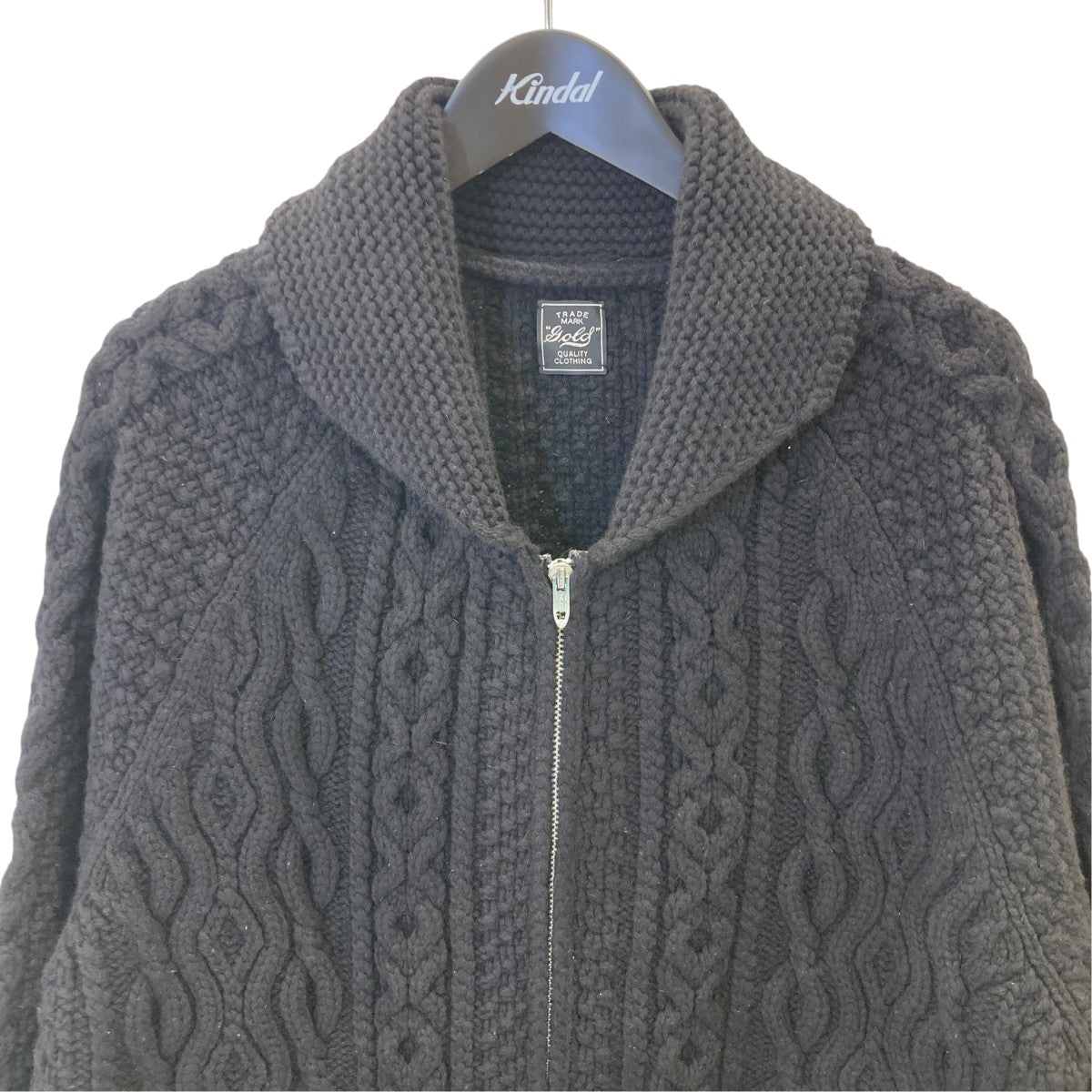 GOLD WOOL × SABLE LOW GAUZE CABLE KNIT ZIP SWEATERニットカーディガンGL90255 古着・中古-3枚目のアイテム画像