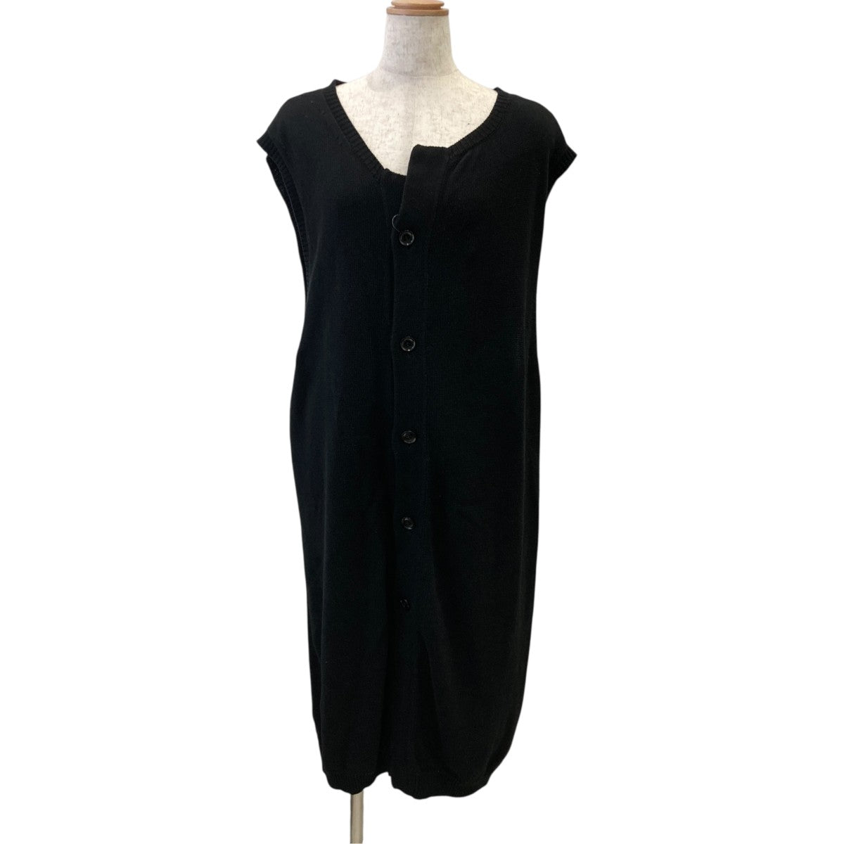 COTTON LINEN 30 2 LONG VEST WITH UNEVEN NECKLINEロングベストGI-K07-061