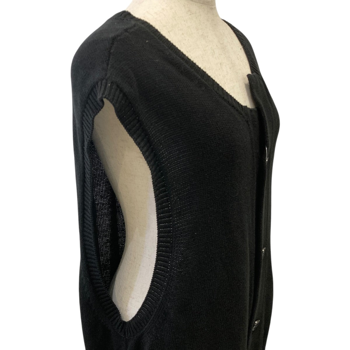 COTTON LINEN 30 2 LONG VEST WITH UNEVEN NECKLINEロングベストGI-K07-061