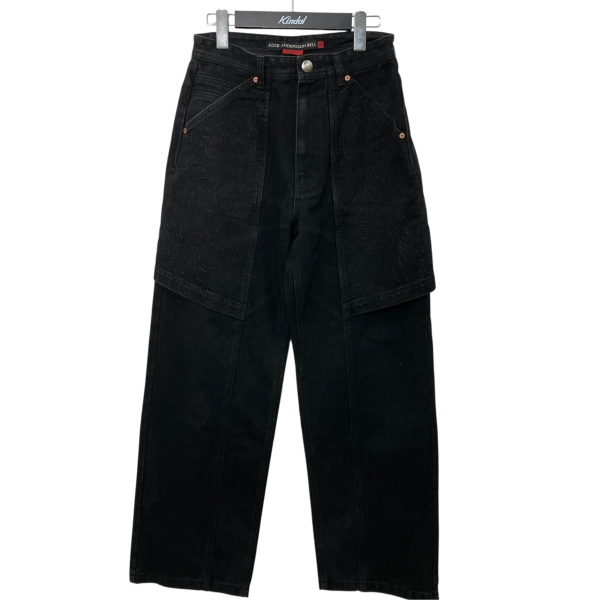 EMBROIDERY WRAP JEANSブラックジーンズ