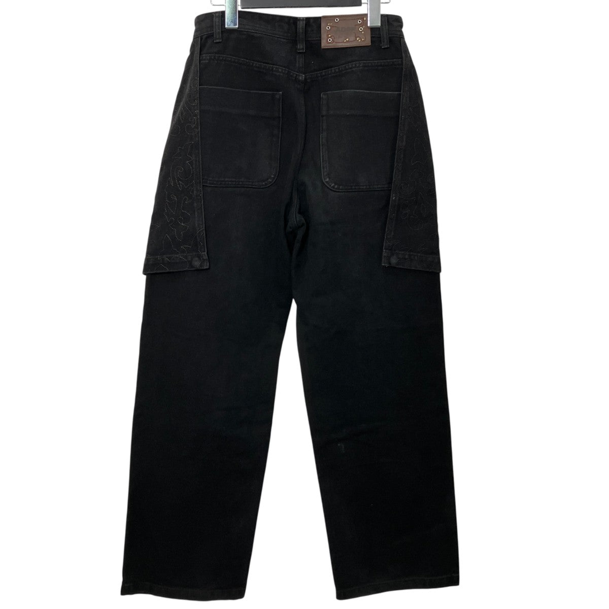 EMBROIDERY WRAP JEANSブラックジーンズ