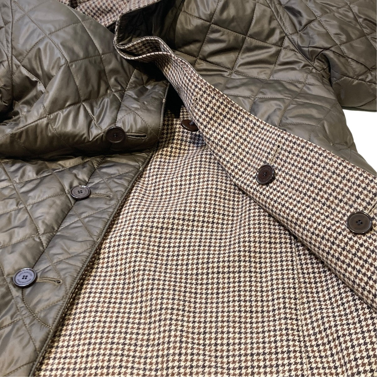 リバーシブルフーデットコート千鳥格子リバーシブルコートH1C76-872-55
