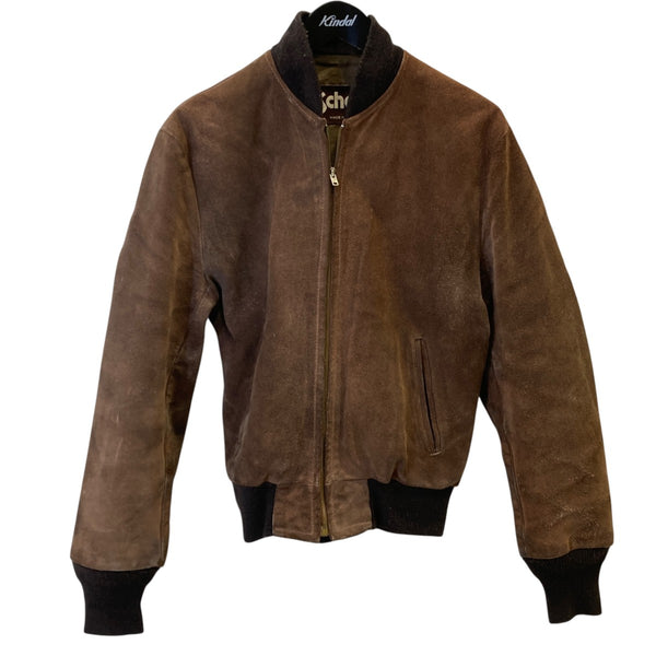 70~80's USA製スエードジャケット　vintage 本革　ダークブラウン Schott(ショット) 80?90s MADE IN USA スエードレザーレザージャケット