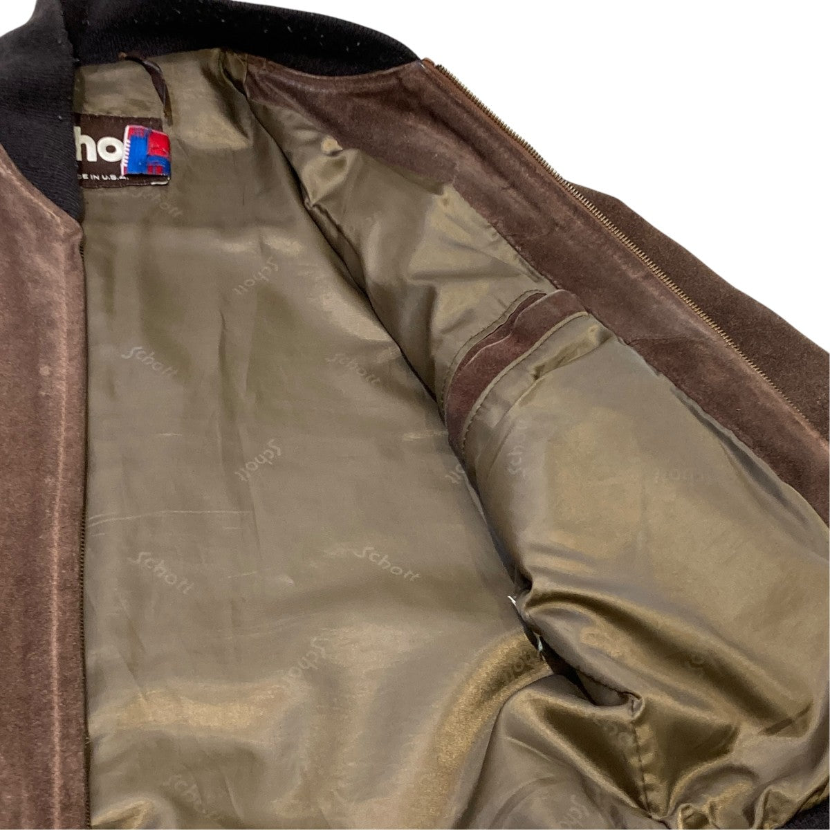 Schott 80?90s MADE IN USA スエードレザーレザージャケット 古着・中古-6枚目のアイテム画像
