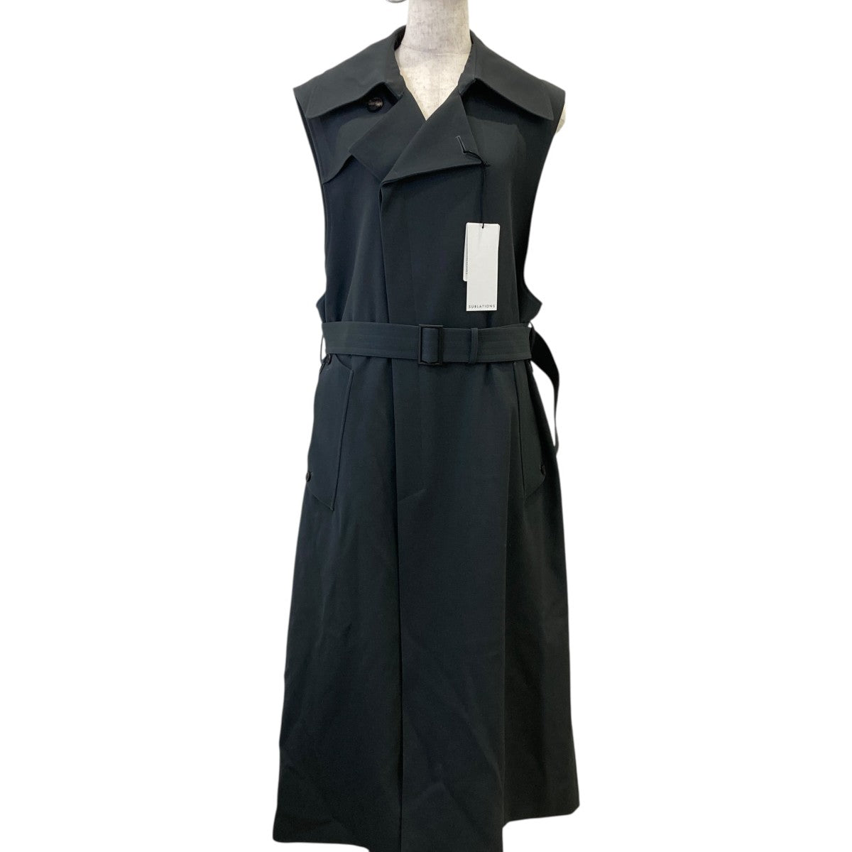 HEAVY WOOL GABARDINE SLEEVELESS LONGCOATコートS071309