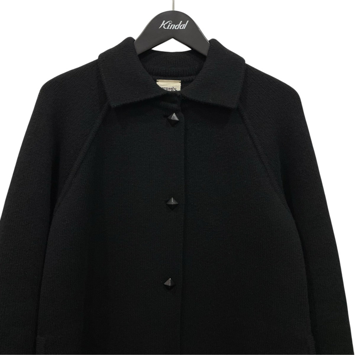 HERMES カシミヤ混 メドール コリエドシアン ボタンニットコート 古着・中古-2枚目のアイテム画像