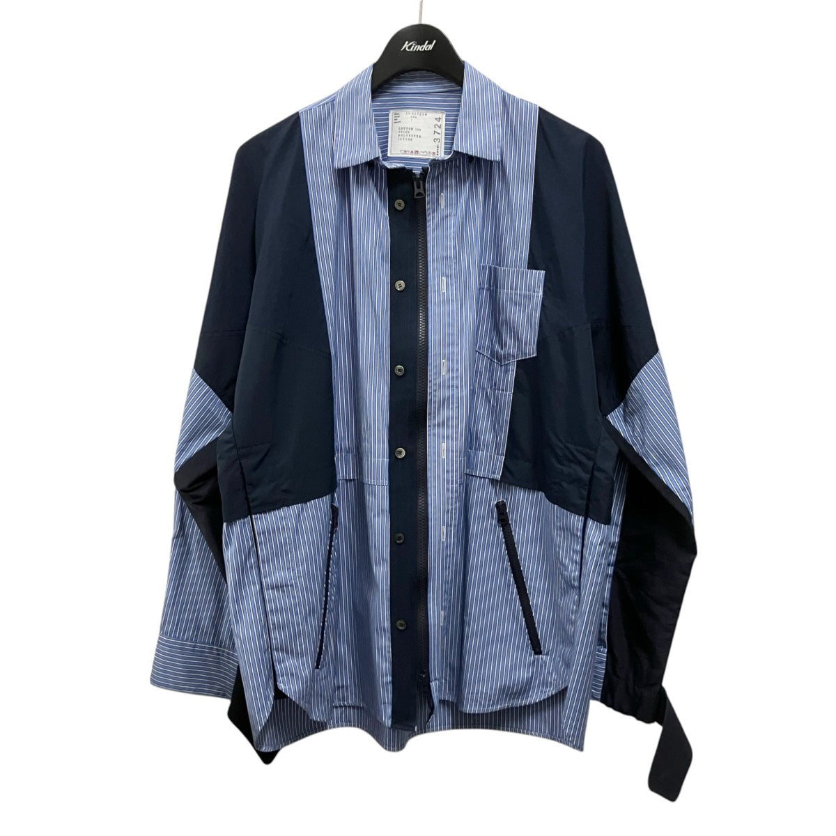 sacai 25SSPoplin x Taslan Nylon Shirtストライプ長袖シャツ25 03724M 古着・中古-1枚目のアイテム画像