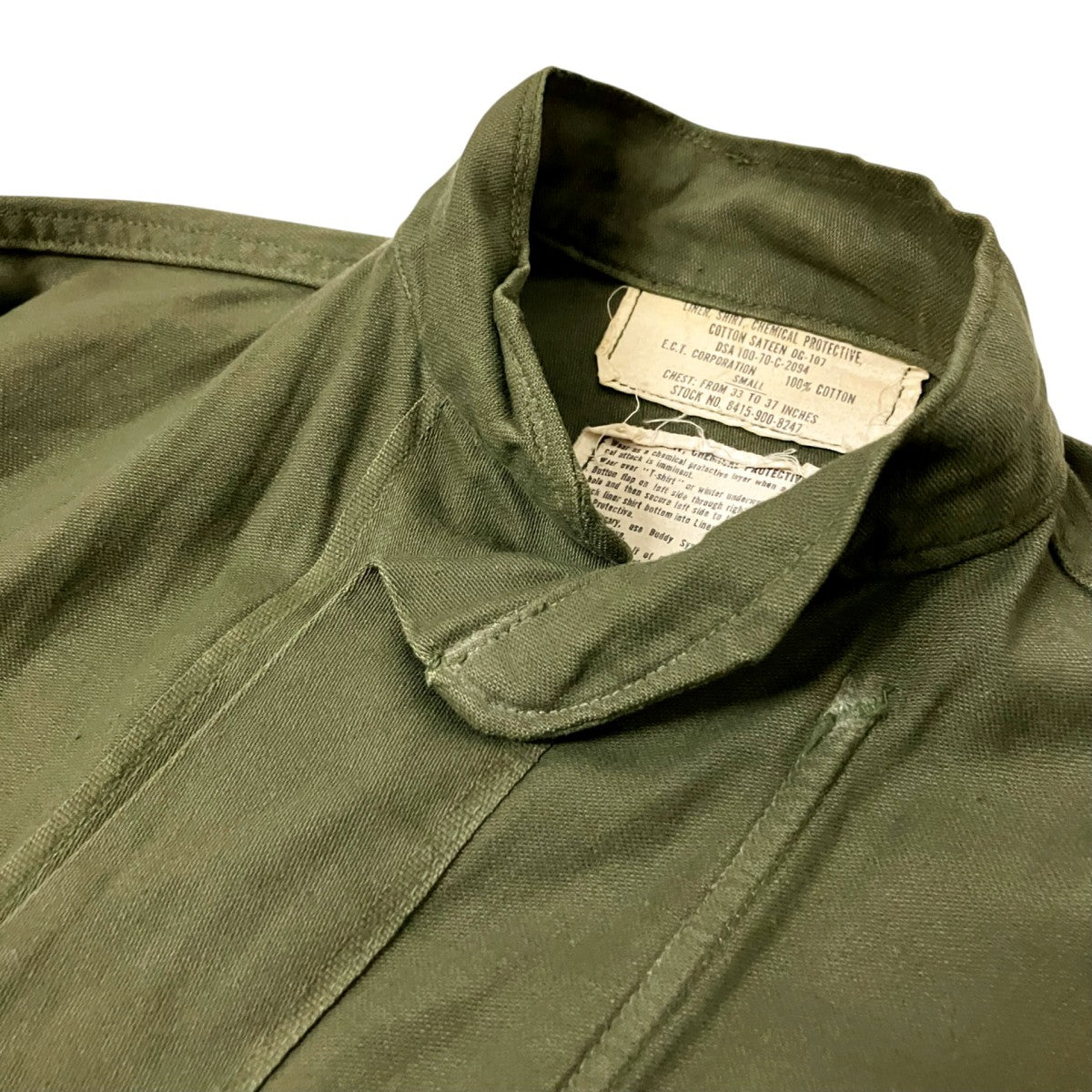 US ARMY 70s LINER SHIRT CHEMICAL PROTECTIVE COTTON SATEENミリタリーシャツOG 107 古着・中古-3枚目のアイテム画像