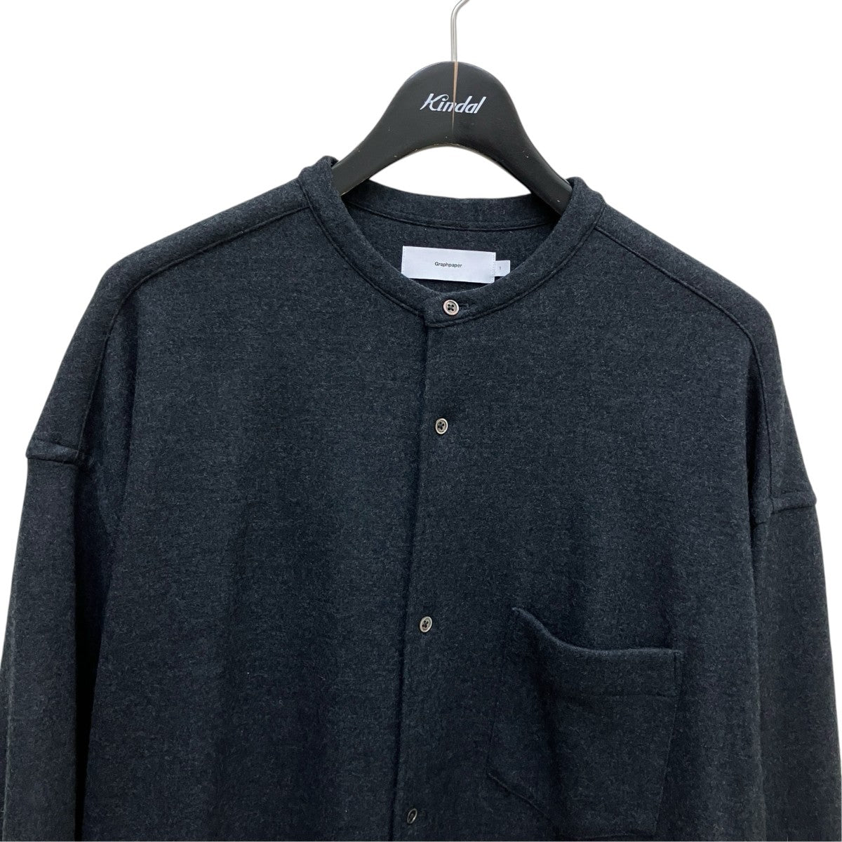 Graphpaper 25AWWool Smooth Flannel Oversized Band Collar Shirt長袖シャツGU253-50222B 古着・中古-2枚目のアイテム画像