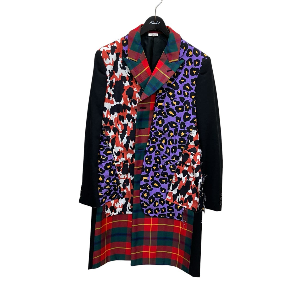 COMME des GARCONS HOMME PLUS PF-J001 AD2020チェック×レオパード×カモフラパッチワークコート 古着・中古-1枚目のアイテム画像