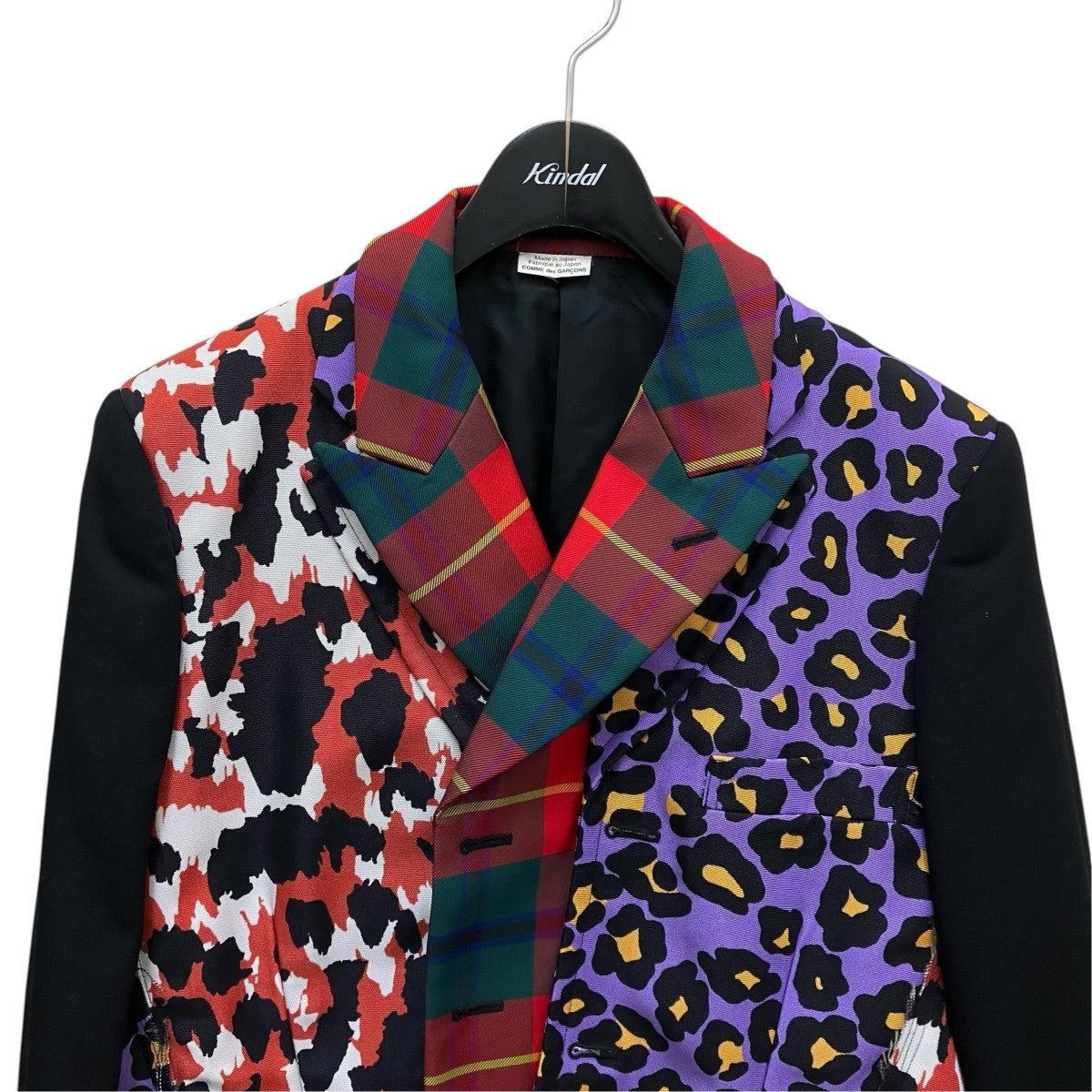 COMME des GARCONS HOMME PLUS PF-J001 AD2020チェック×レオパード×カモフラパッチワークコート 古着・中古-2枚目のアイテム画像