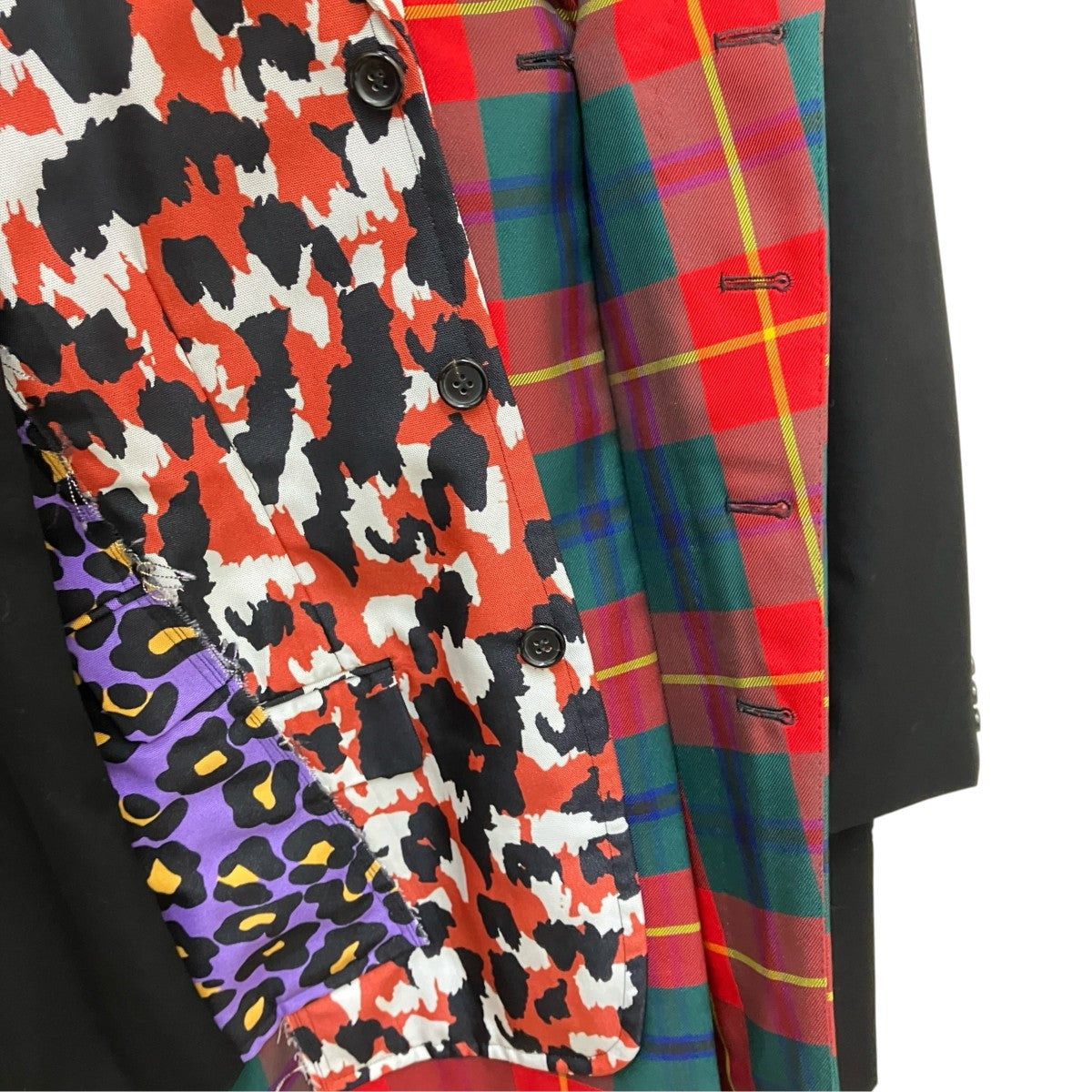 COMME des GARCONS HOMME PLUS PF-J001 AD2020チェック×レオパード×カモフラパッチワークコート 古着・中古-5枚目のアイテム画像