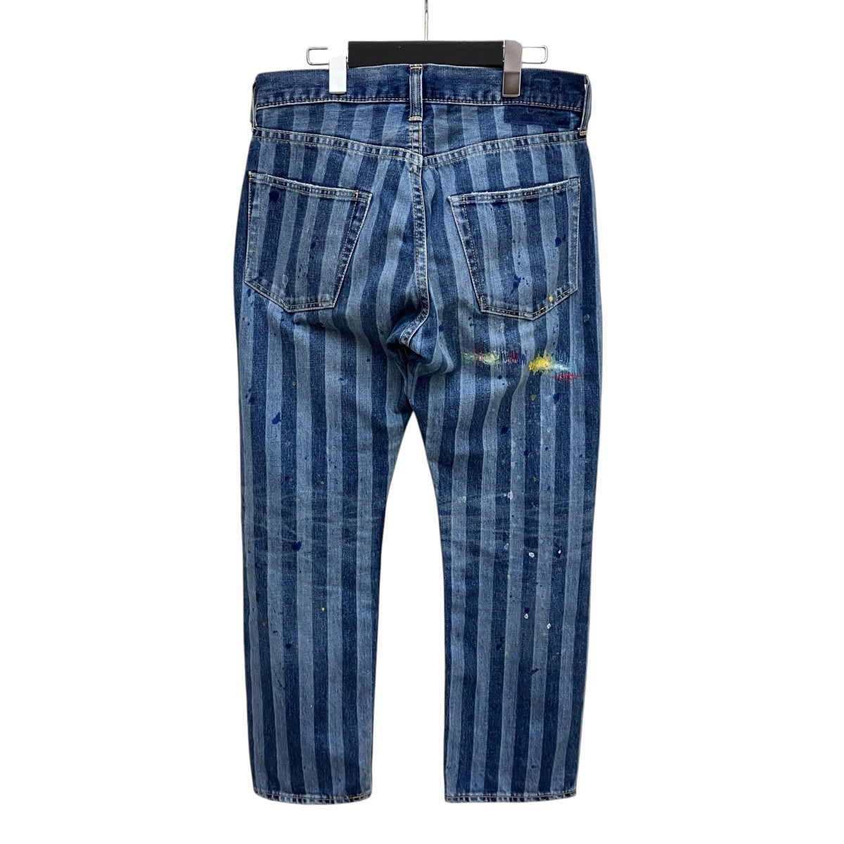 BRU NA BOINNE ダメージ・ペイント加工ストライプデニムパンツ7044 古着・中古-2枚目のアイテム画像