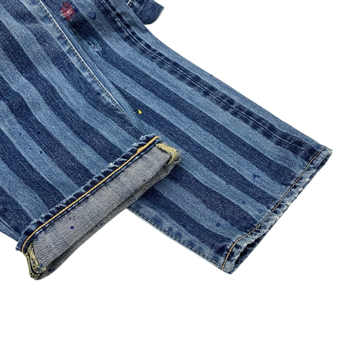 BRU NA BOINNE ダメージ・ペイント加工ストライプデニムパンツ7044 古着・中古-5枚目のアイテム画像