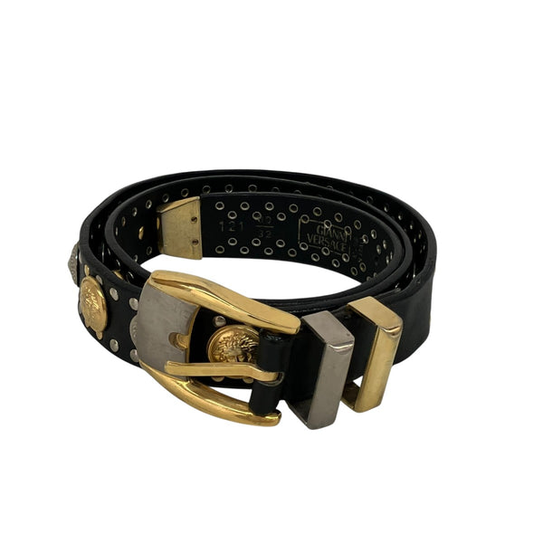 VERSACE(ヴェルサーチ) レザーベルト121 121 ブラック×ゴールド サイズ