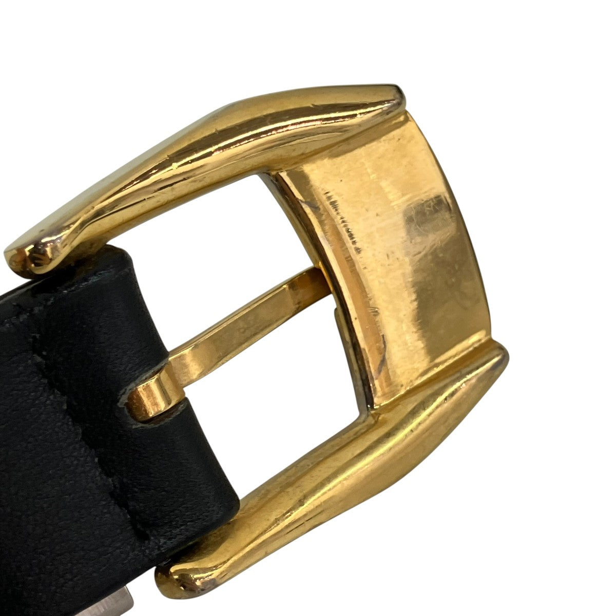 Versace ベルト未使用　訳あり VERSACE(ヴェルサーチ) レザーベルト121 121 ブラック×ゴールド サイズ