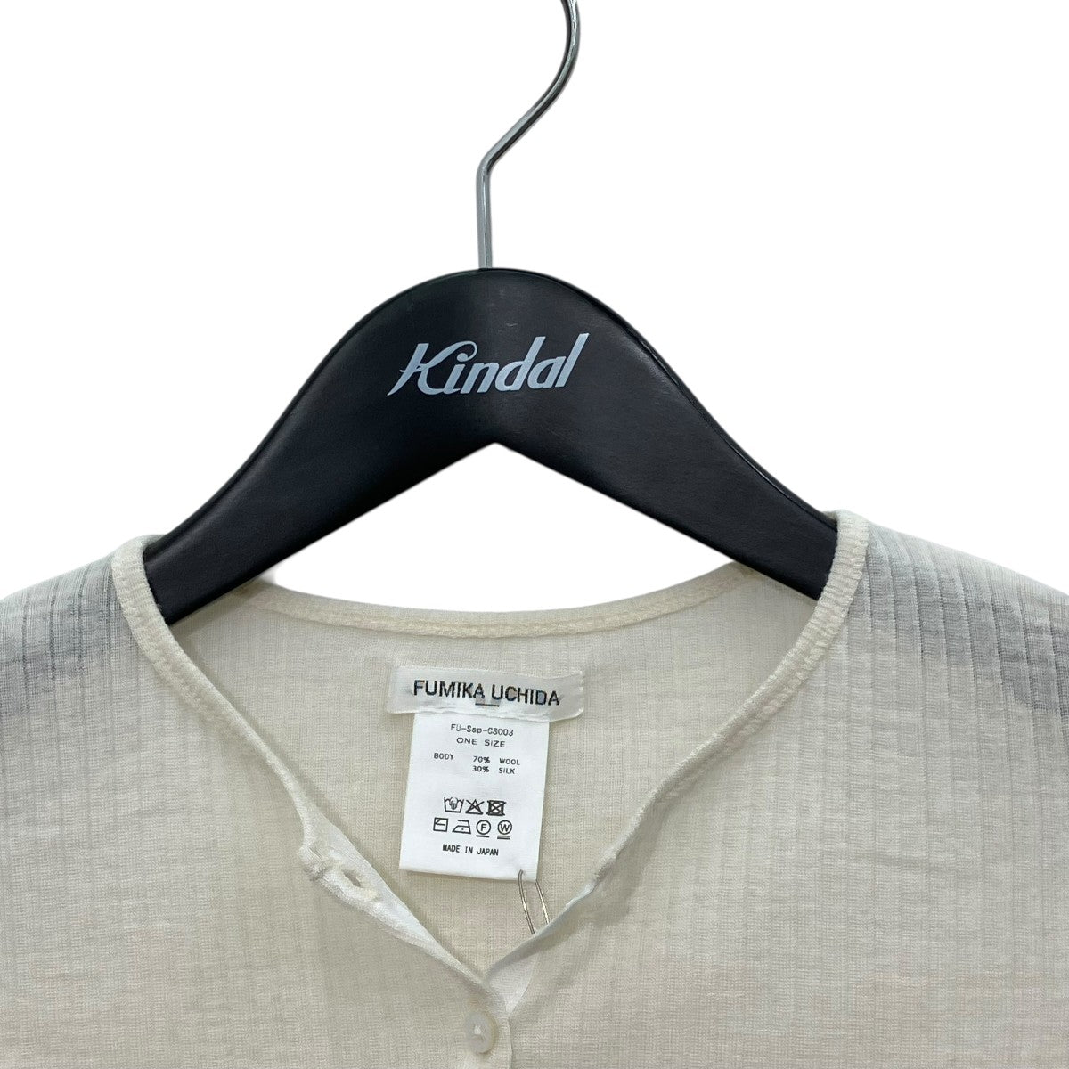 FUMIKA UCHIDA WOOL SILK NEEDLE DRAWING HENLEY-NECKヘンリーネックカットソーFU-SSP-CS003 古着・中古-3枚目のアイテム画像