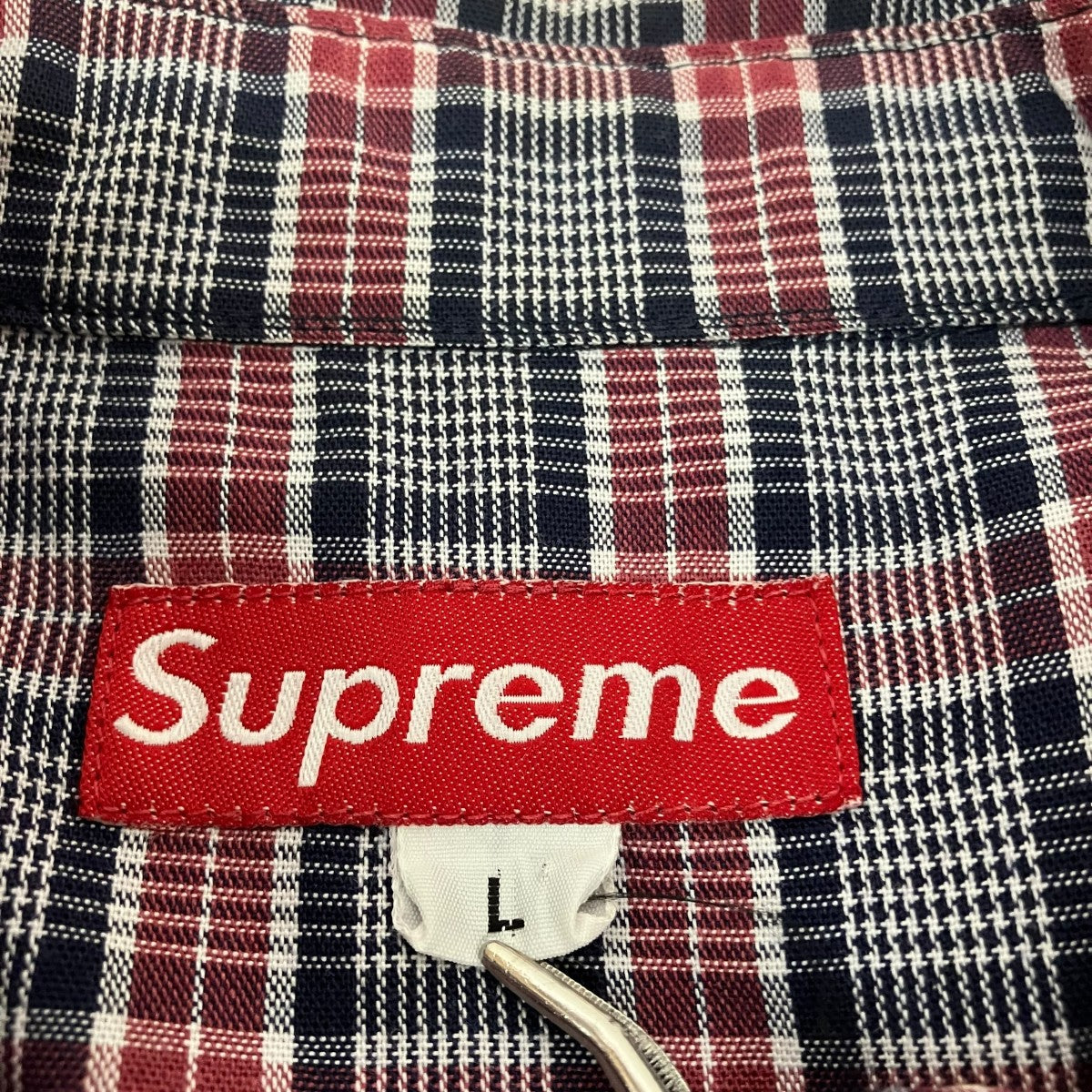 Supreme(シュプリーム) チェック半袖シャツ グレー×レッド サイズ L