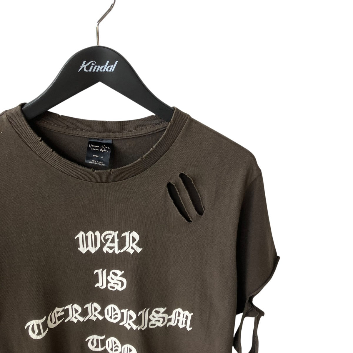 NUMBER (N)INE(ナンバーナイン) 04AWGIVE期 反戦半袖Tシャツ ブラウン