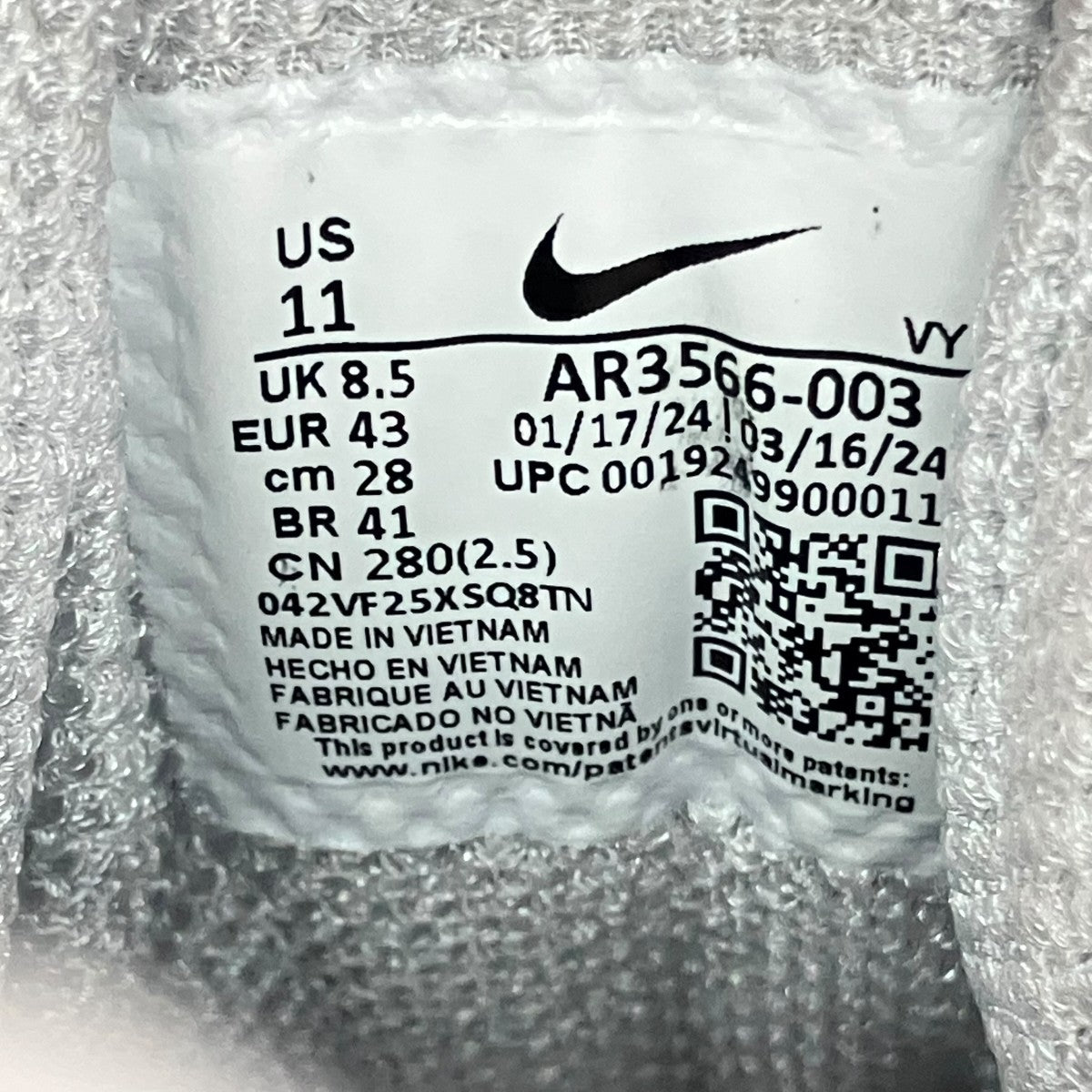 NIKE NIKE W SHOX TL PURE PLATINUM／CHROMEスニーカーAR3566-003 古着・中古-9枚目のアイテム画像