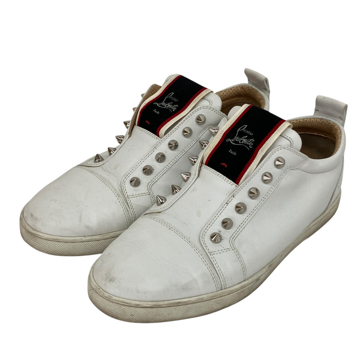 【良品】クリスチャンルブタン　スリッポン　シルバー　サイズ40（25㎝） Christian Louboutin(クリスチャンルブタン) スリッポン ホワイト